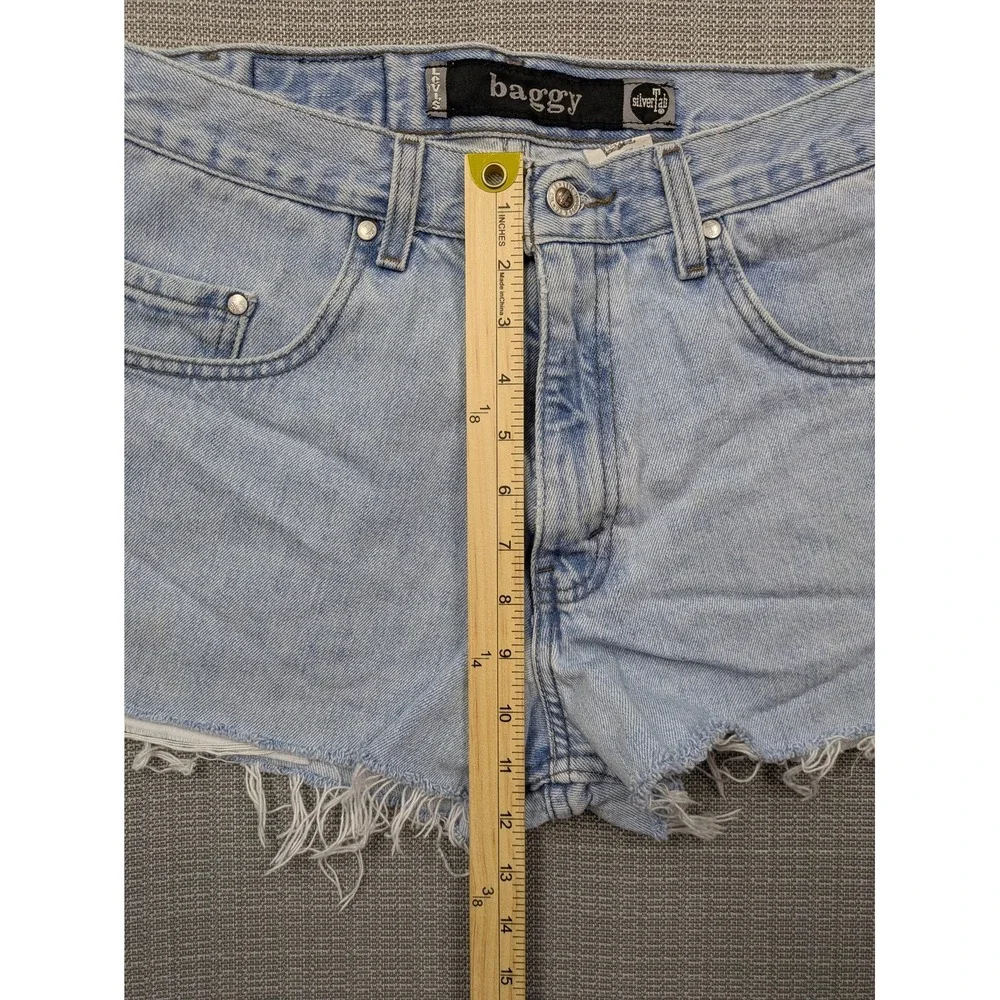 Levi's Silvertab Baggy Denim Shorts Mens 32 (30x2) Blue Distressed Cutoff Grunge
